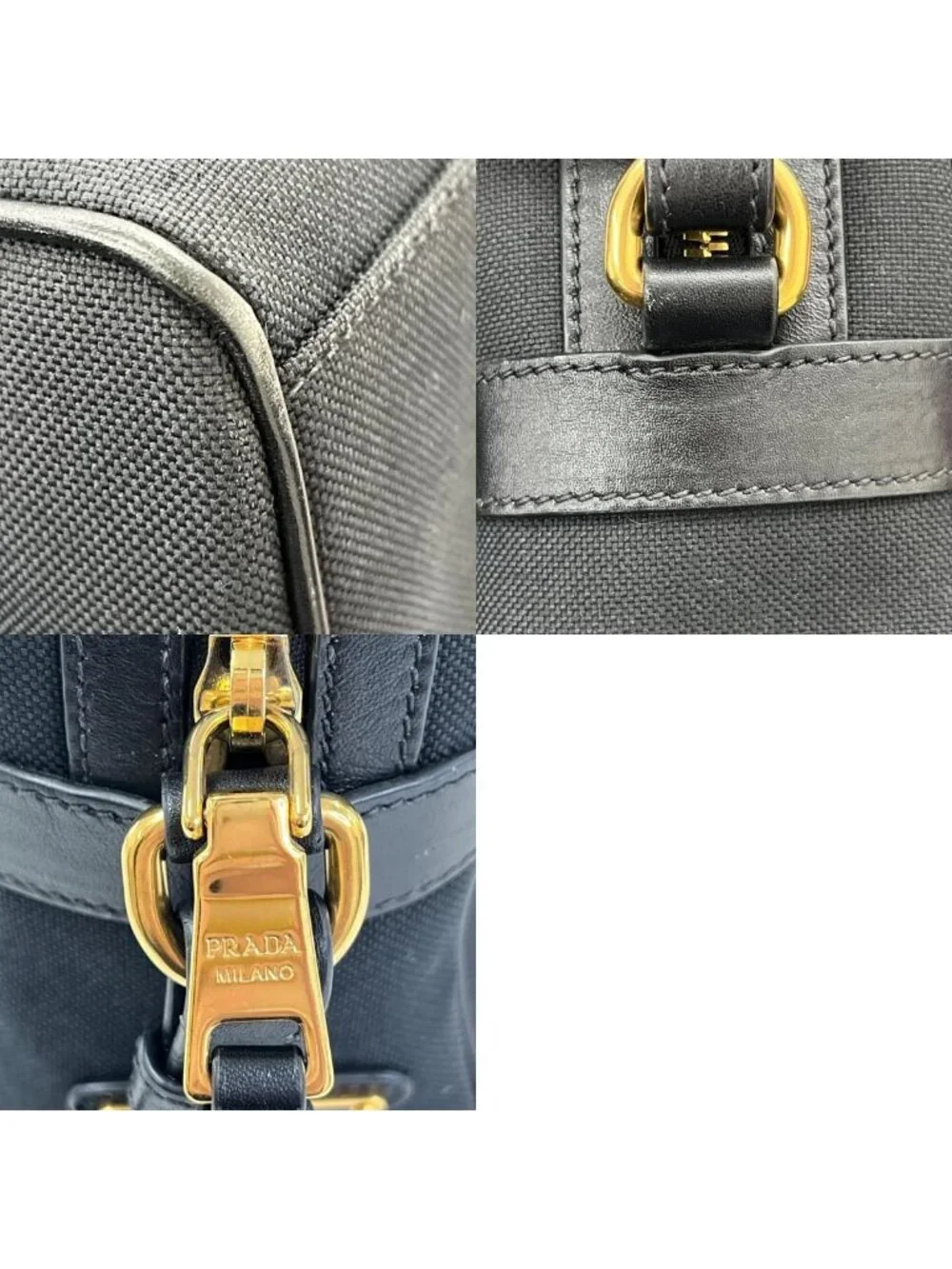 Prada Shoulder Bag Logo Jacquard Ribbon Black